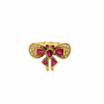 Estate: Yellow Gold Ruby and Diamond Moth Ring