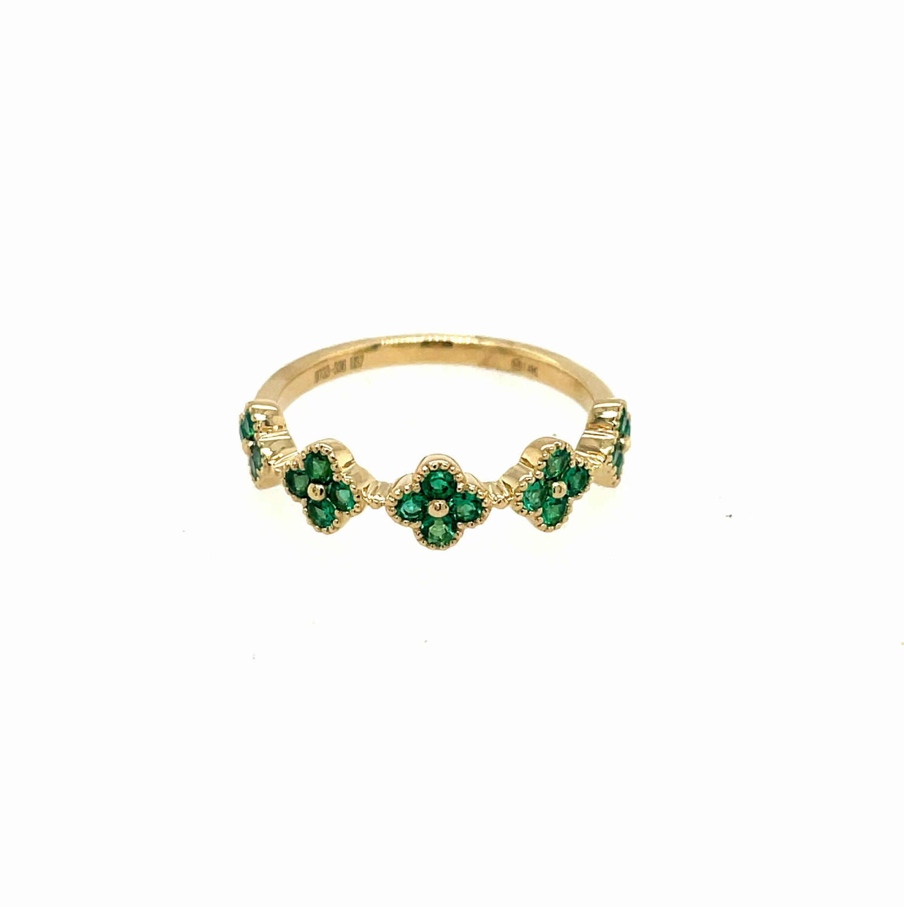 Yellow Gold Emerald Quatrefoil Emerald Ring