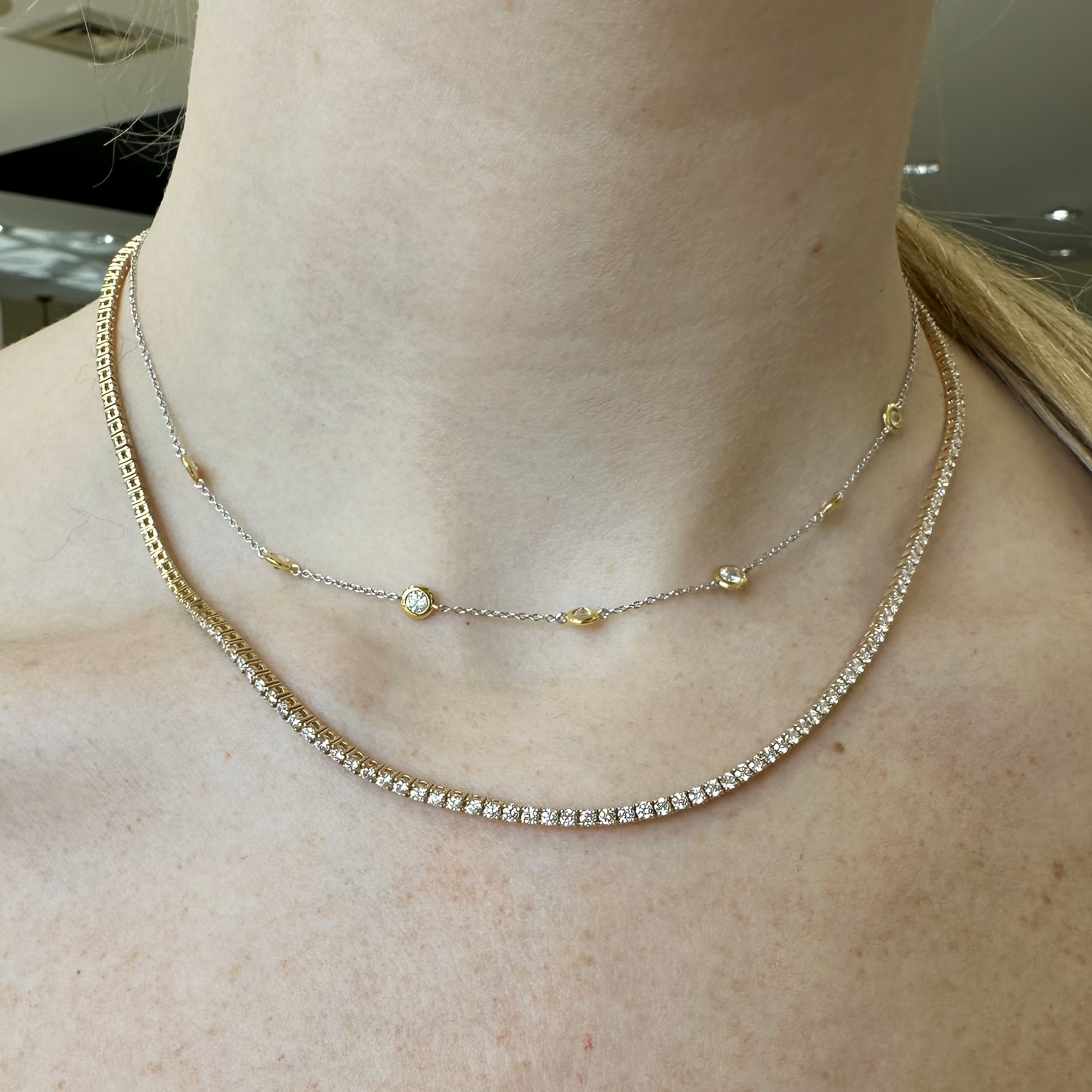 Yellow Gold Diamond Line Necklace