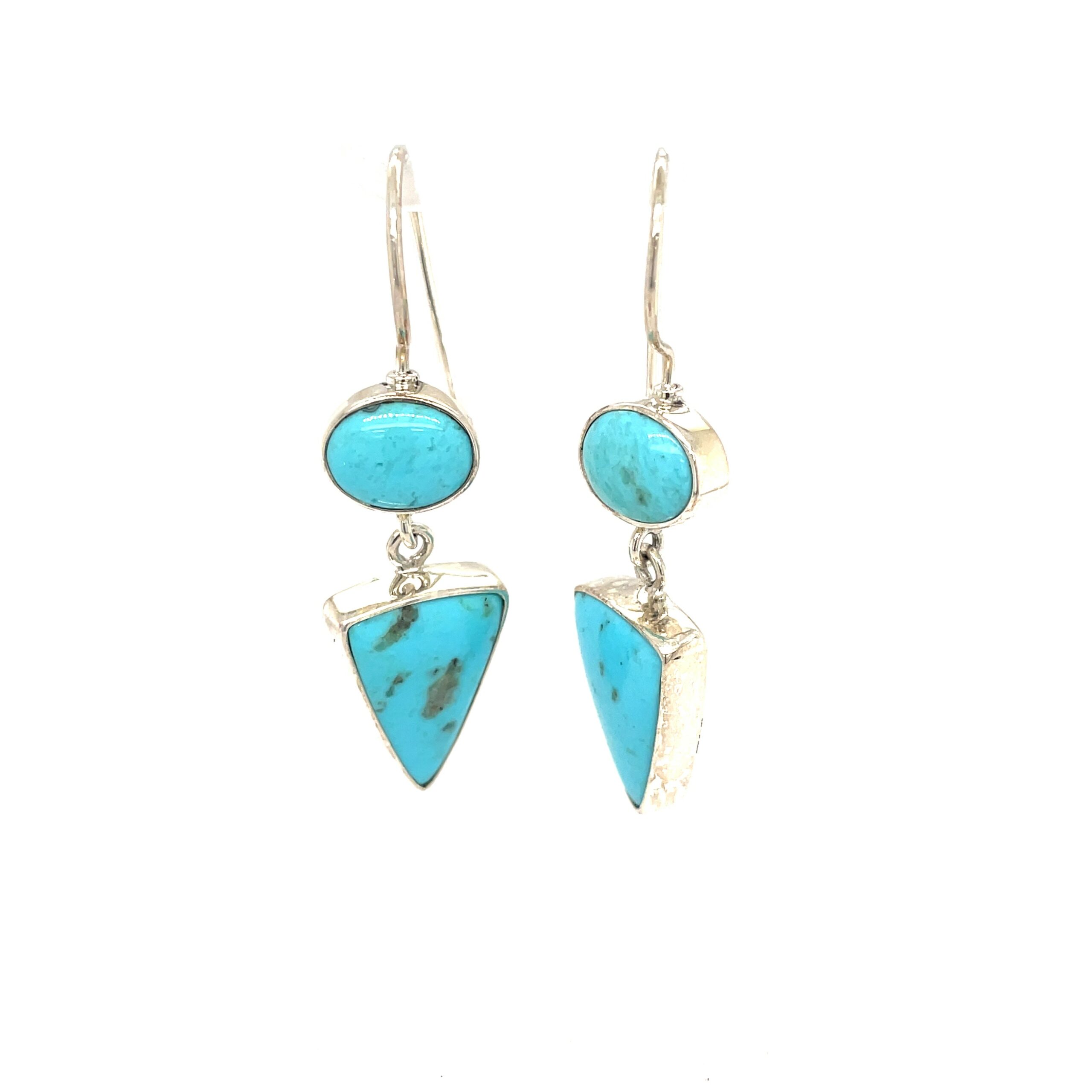 Sterling Silver Turquoise Triangle Drop Earrings