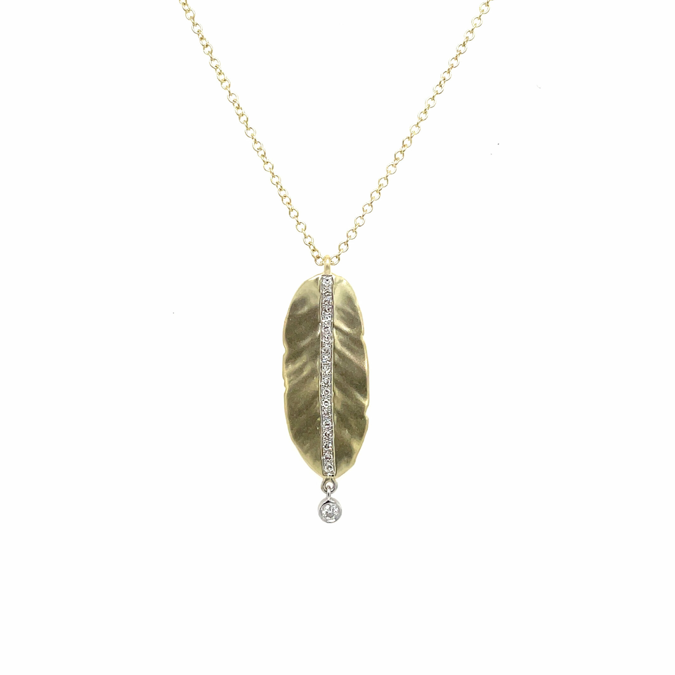 Yellow Gold Diamond Leaf Necklace