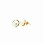 Yellow Gold Pearl Button Stud Earrings