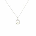 White Gold Halo Pearl Pendant Necklace