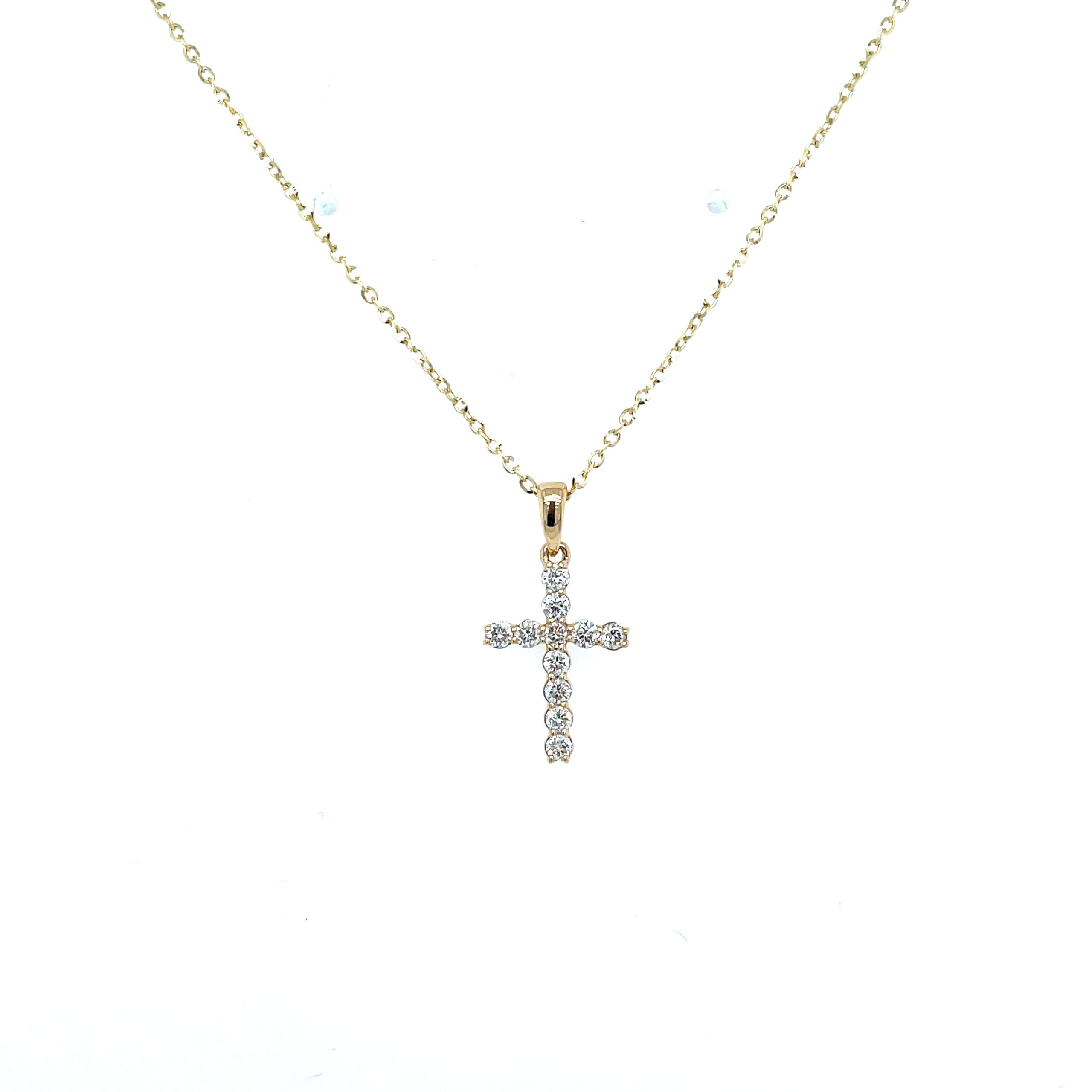Yellow Gold Diamond Cross Necklace