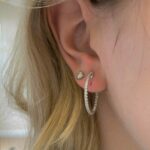 White Gold In & Out Diamond Hoop Earrings