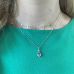 White Gold Amethyst and Diamond Pear Drop Necklace