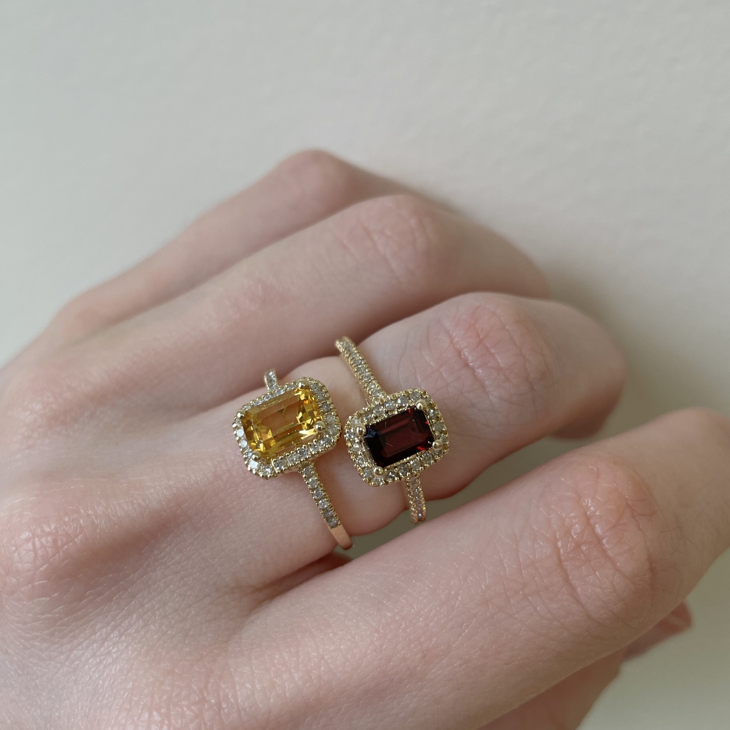 Yellow Gold Garnet and Diamond Ring