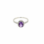 White Gold Amethyst and Diamond Ring