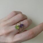 Yellow Gold Amethyst and Diamond Ring