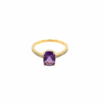 Yellow Gold Amethyst and Diamond Ring