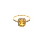 Yellow Gold Citrine and Diamond Ring