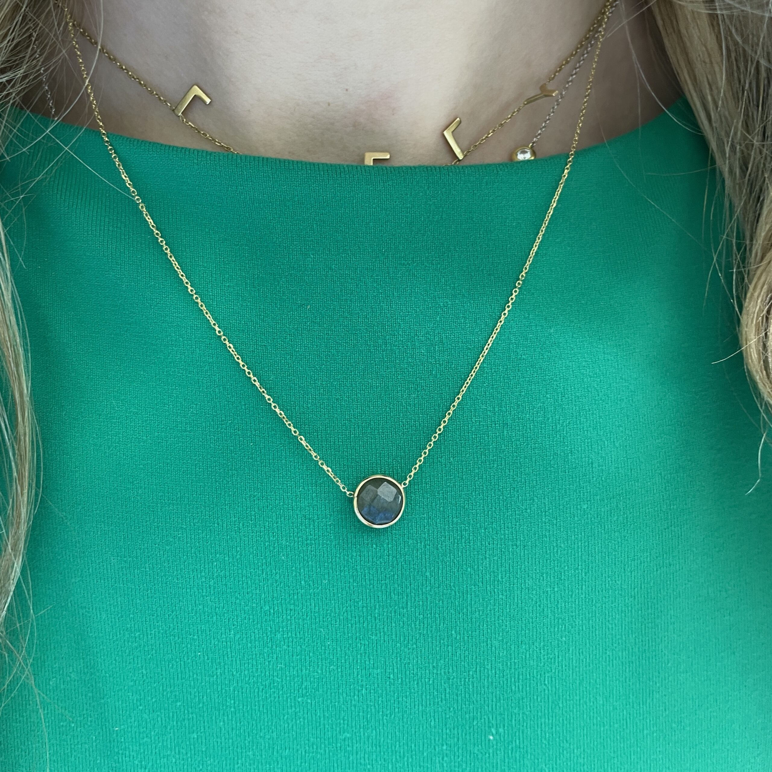 Yellow Gold Labradorite Necklace