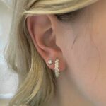 Yellow Gold In and Out Diamond Huggie Hoops