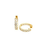 Yellow Gold In and Out Diamond Huggie Hoops