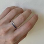 White Gold Sapphire and Diamond Bypass Band