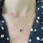 Yellow Gold Milgrain Amethyst Necklace