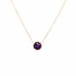 Yellow Gold Milgrain Amethyst Necklace