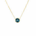 Yellow Gold Milgrain London Blue Topaz Necklace