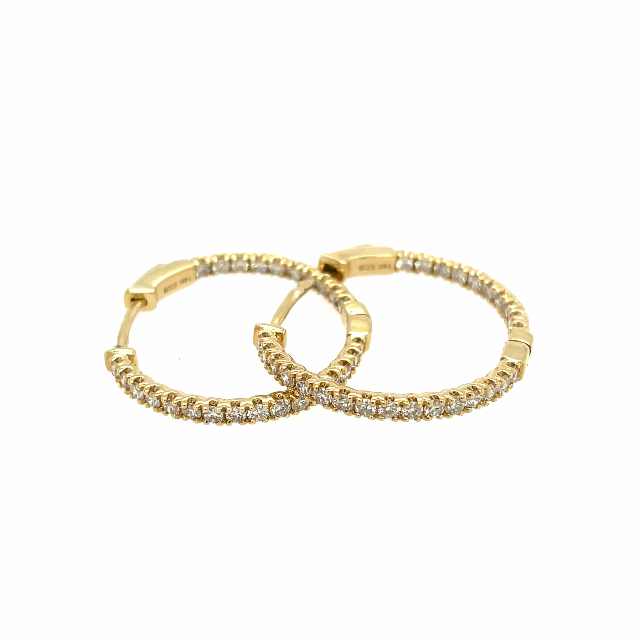 Yellow Gold In-and-Out Diamond Hoop Earrings