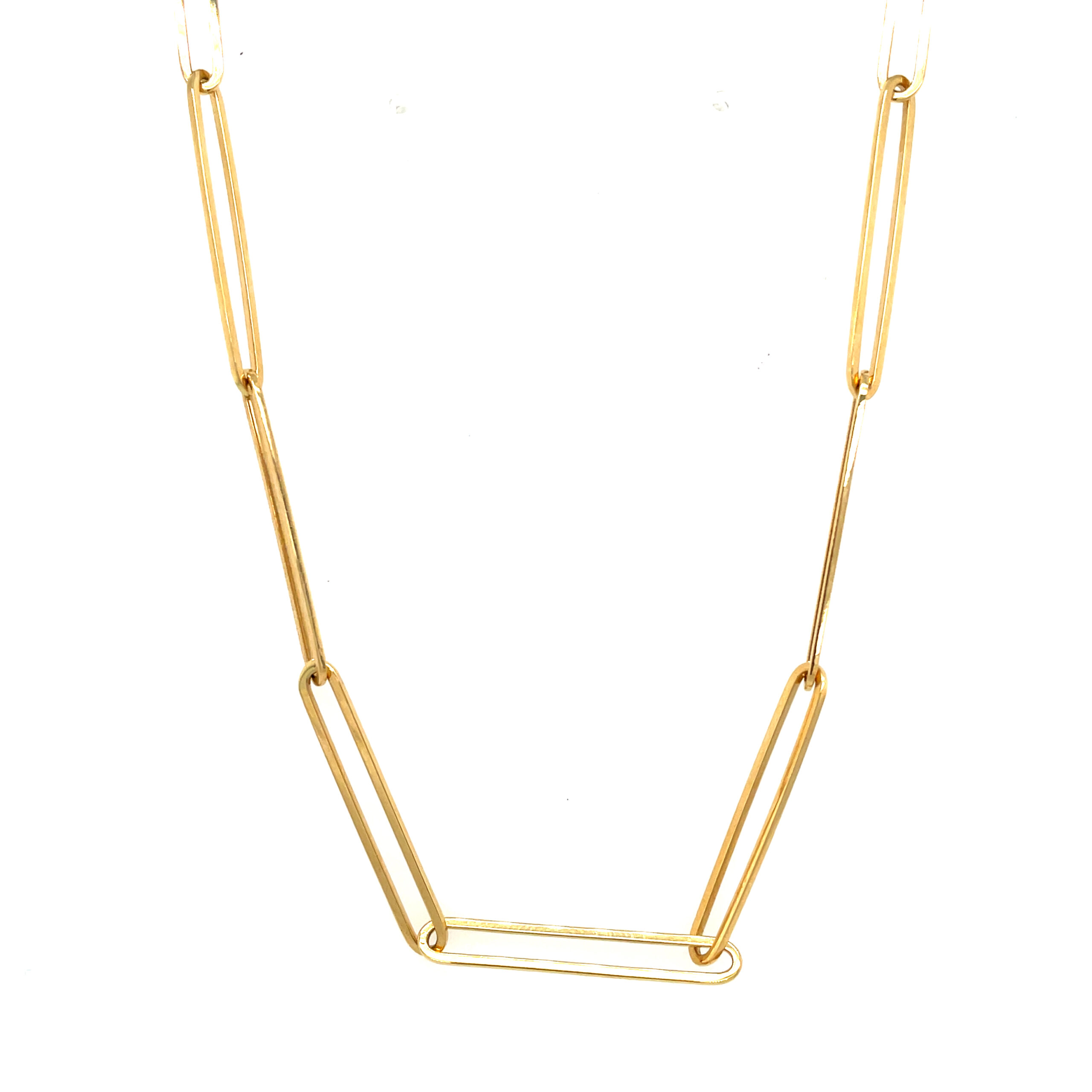 Yellow Gold Oversized Paperclip Chain Necklace