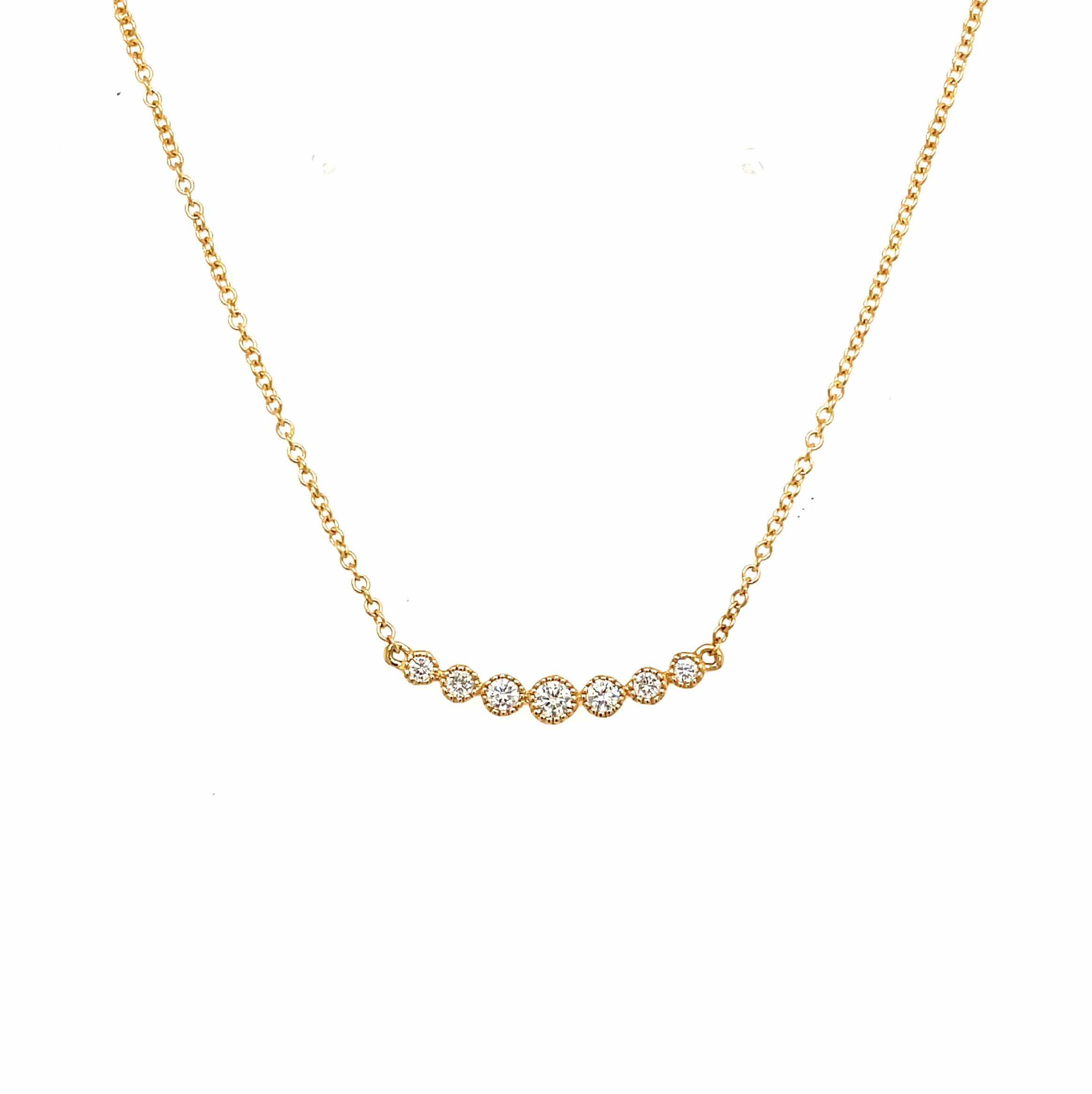 Yellow Gold Graduated Diamond Bar Necklace