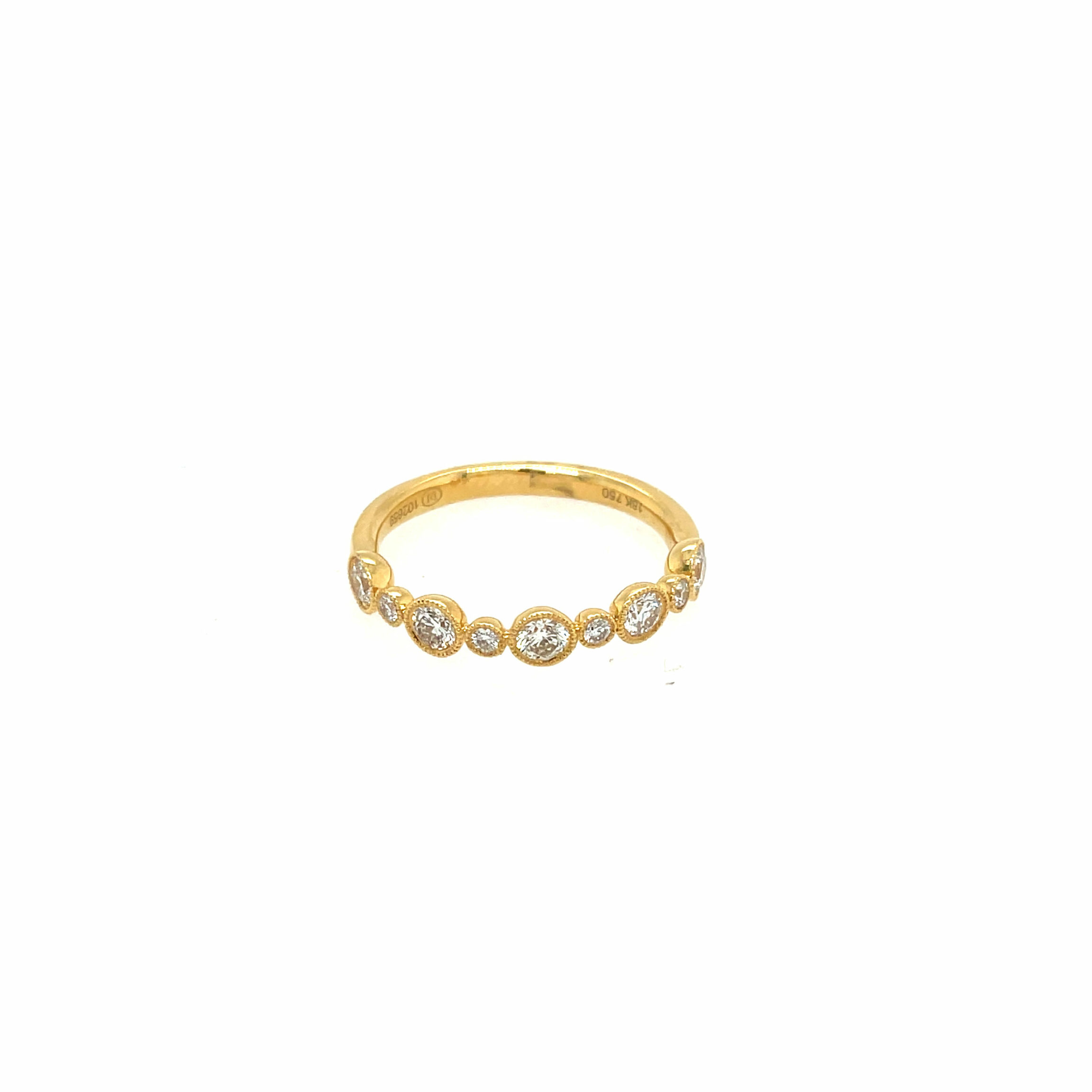 Yellow Gold Alternating Diamond Bezel Ring