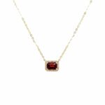 Yellow Gold Garnet and Diamond Necklace