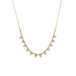 Yellow Gold Bead and Diamond Drop Necklace