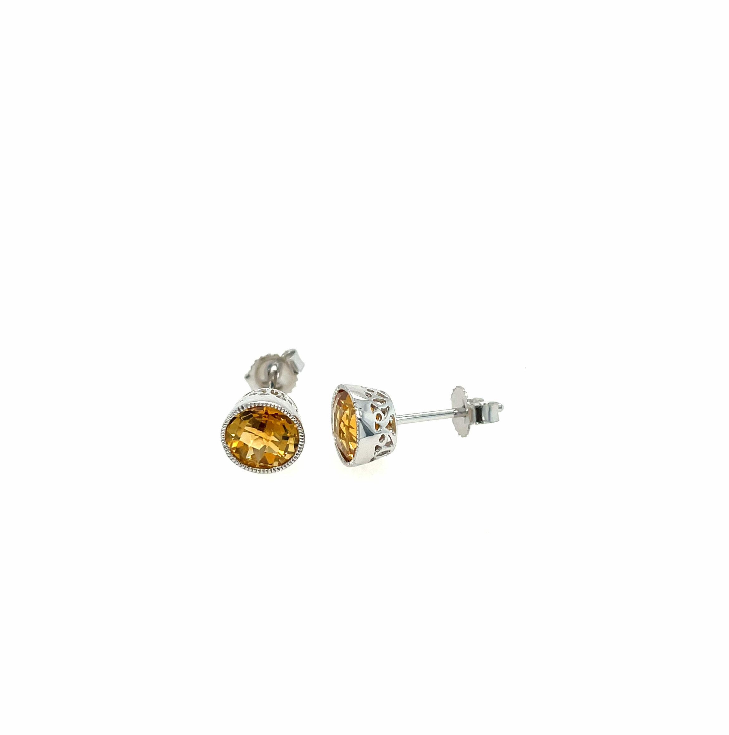 White Gold Citrine Stud Earrings