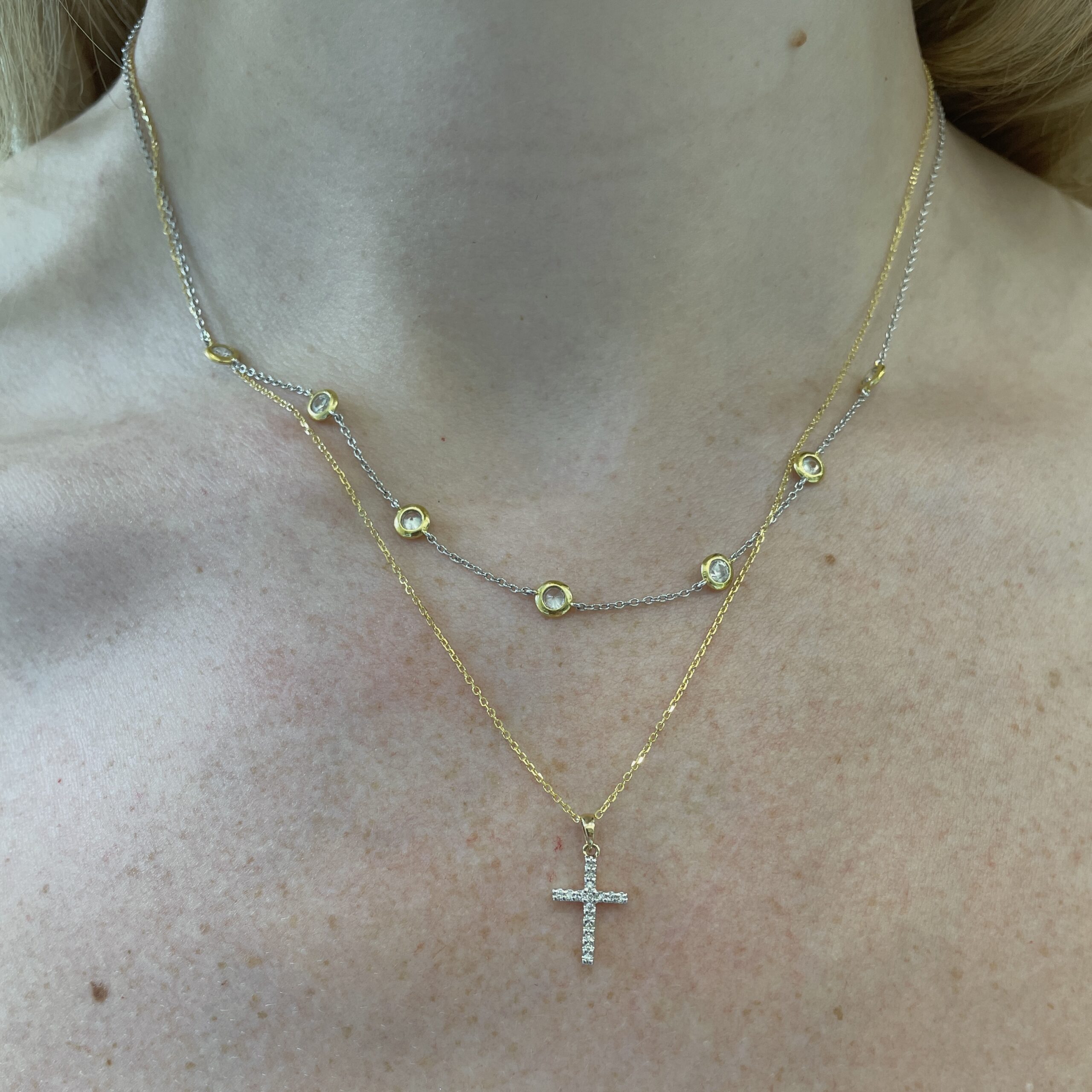 Yellow Gold Diamond Cross Necklace