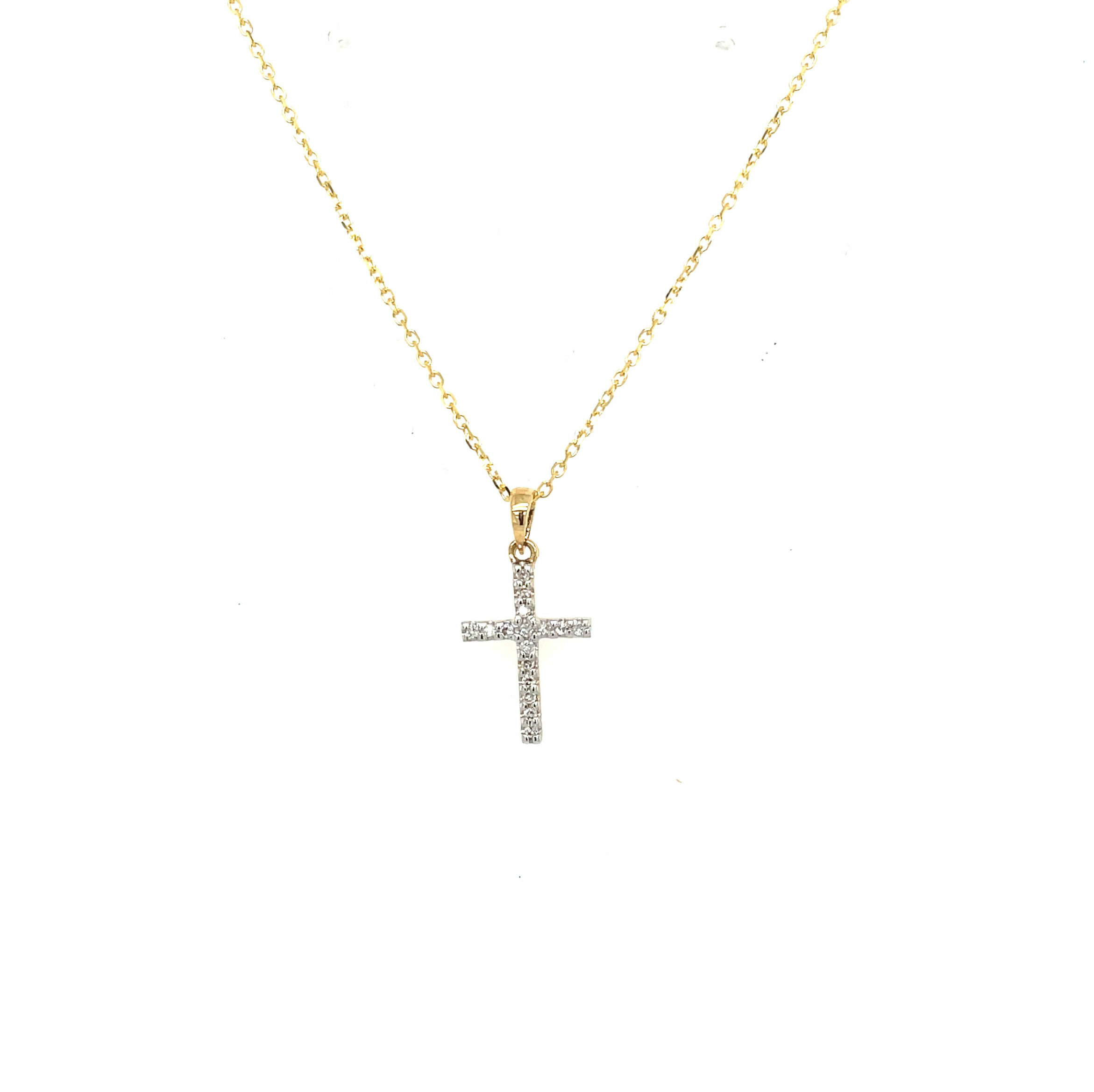 Yellow Gold Diamond Cross Necklace