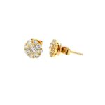 Yellow Gold Diamond Cluster Stud Earrings