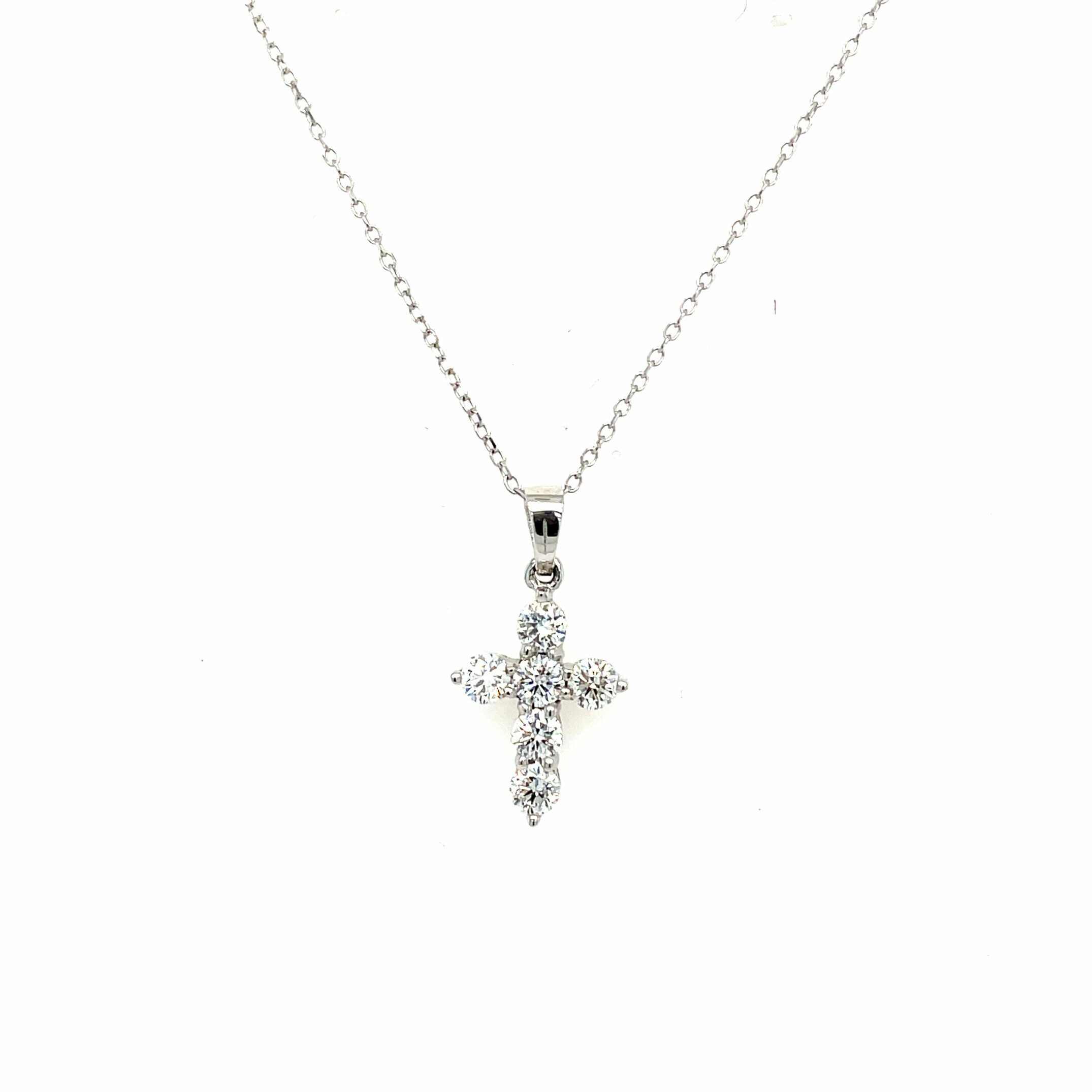 White Gold Diamond Cross Necklace