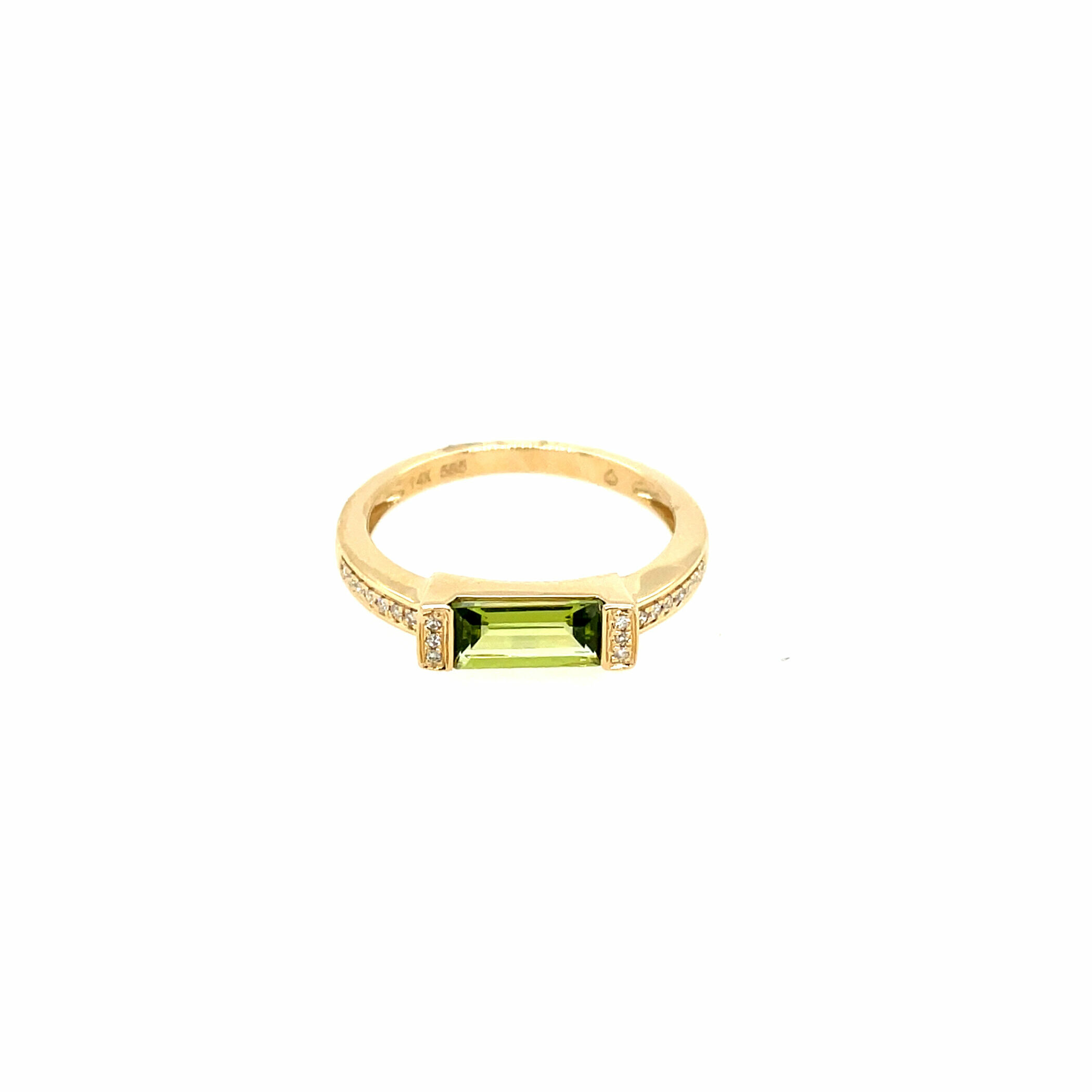 Yellow Gold Peridot and Diamond Ring