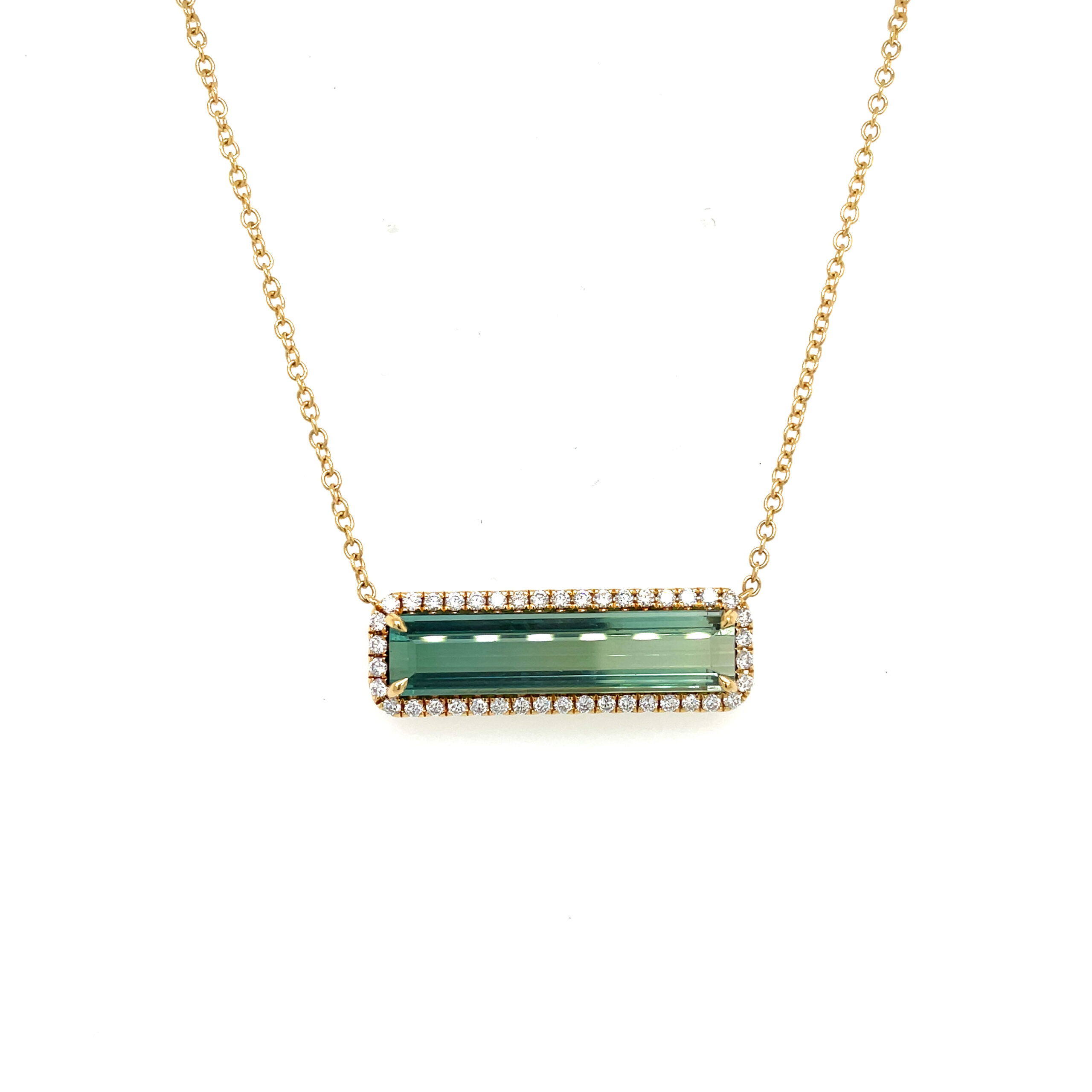 Yellow Gold Bicolored Tourmaline and Diamond Necklace