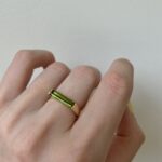 Yellow Gold Elongated Green Tourmaline Ring