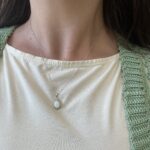 White Gold Oval Opal Necklace with Diamond Milgrain