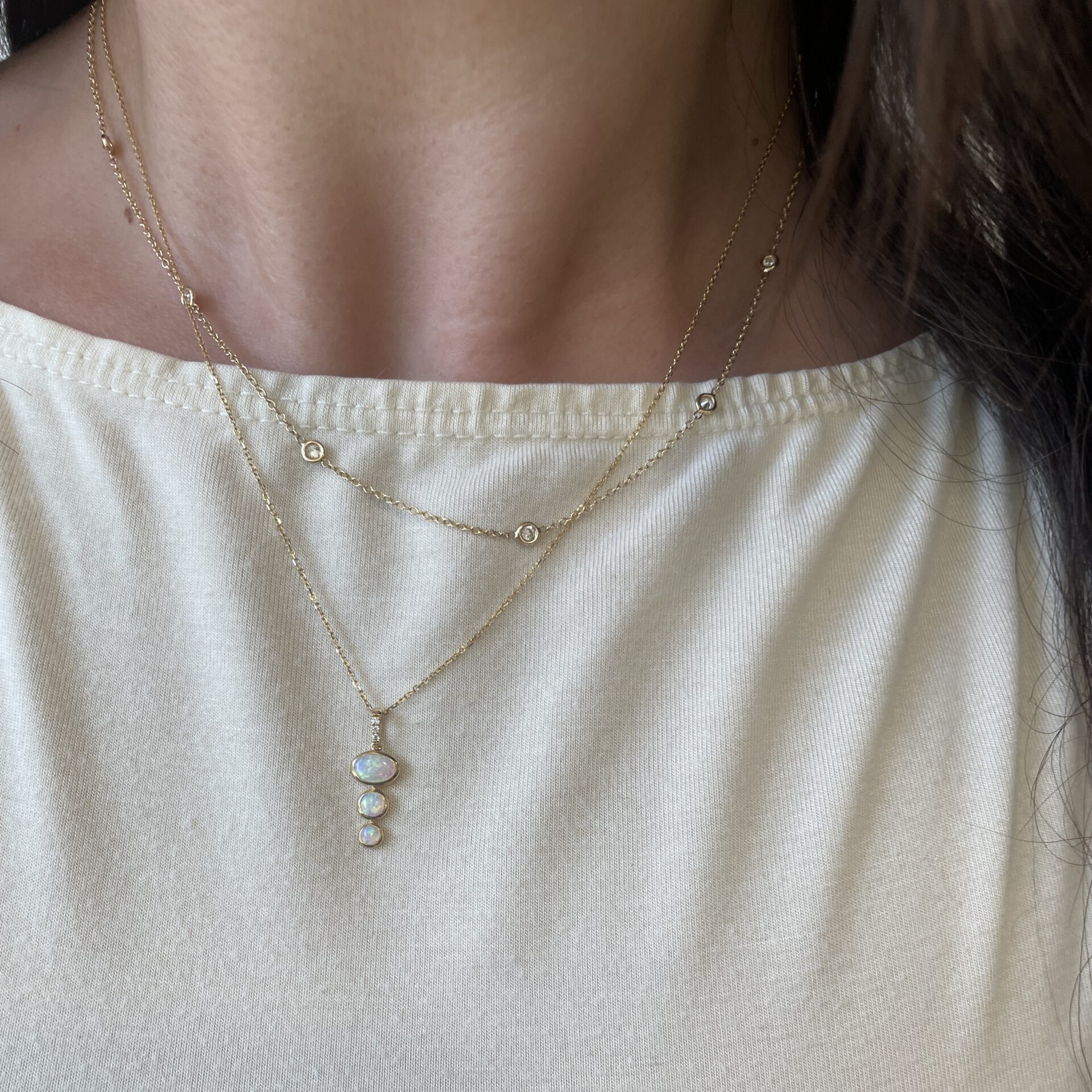 Yellow Gold Diamond Station Necklace