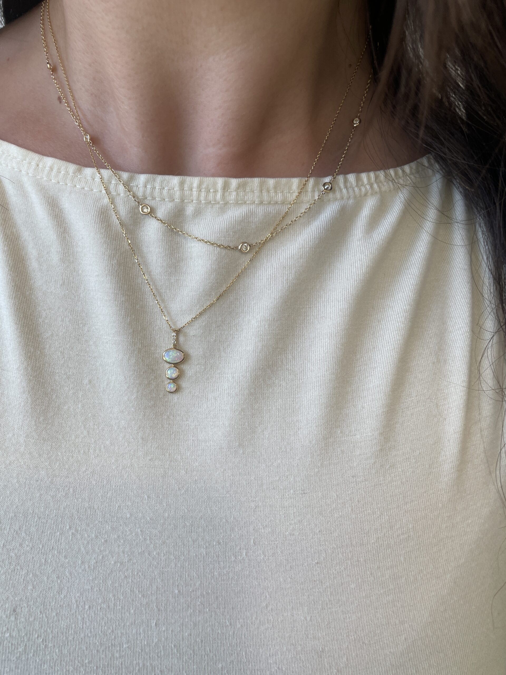 Yellow Gold Diamond Station Necklace