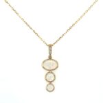 Yellow Gold Opal Graduated Necklace with Diamonds