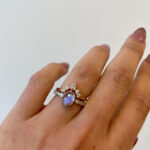 Estate: Rose Gold Moonstone Ring with Diamonds