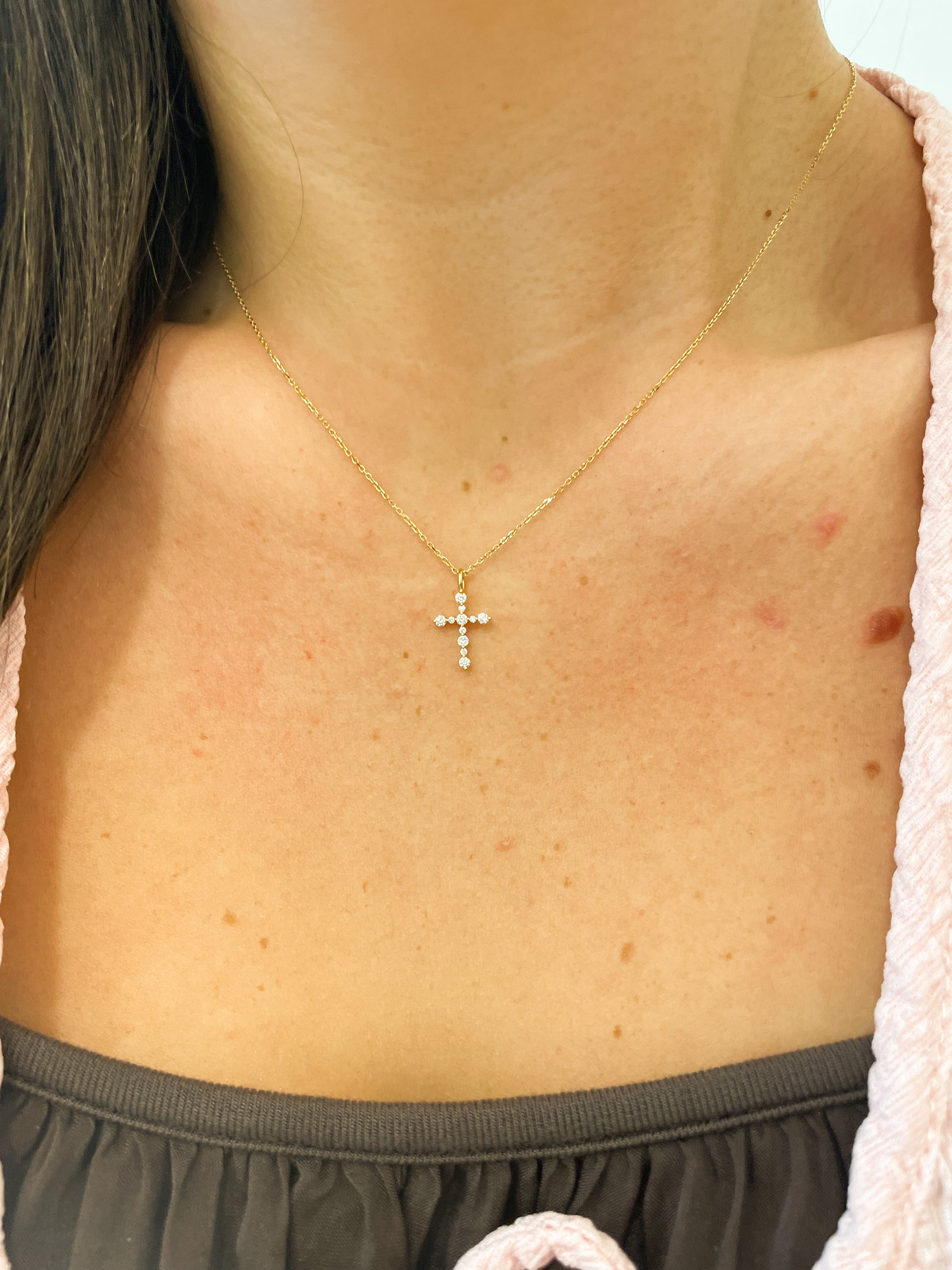 Yellow Gold Diamond Cross Necklace