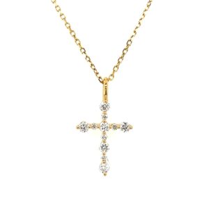 Yellow Gold Diamond Cross Necklace