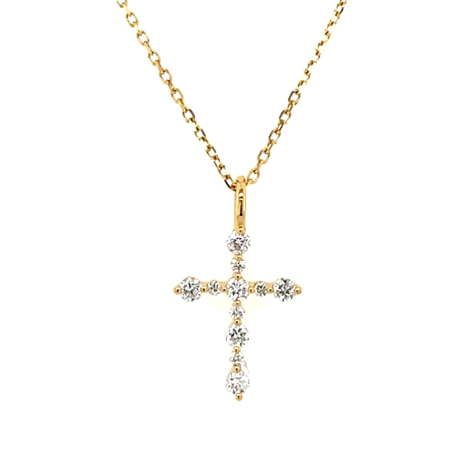 Yellow Gold Diamond Cross Necklace