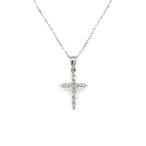White Gold Diamond Cross Pendant Necklace