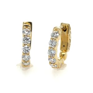 Yellow Gold Huggie Hoop Diamond Earrings