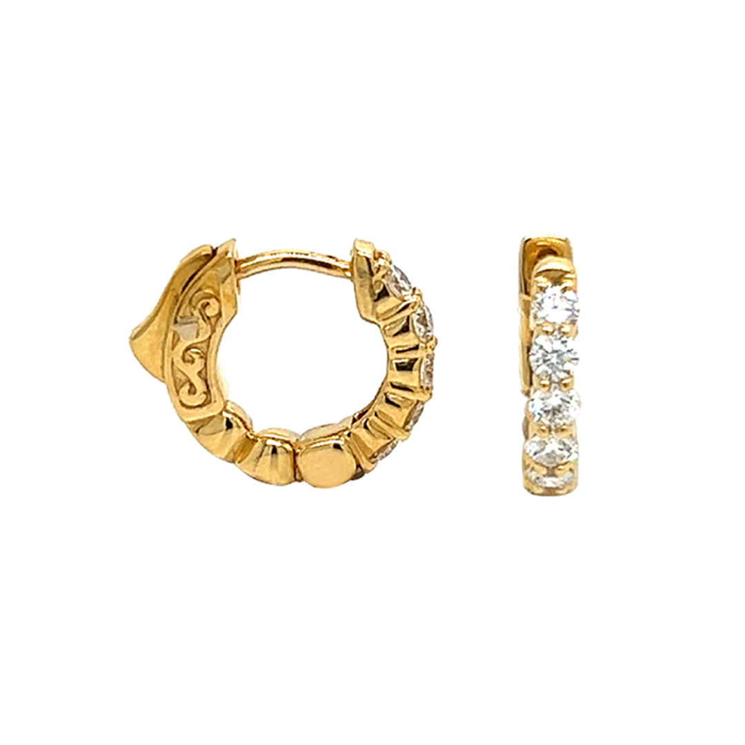 Yellow Gold Huggie Hoop Diamond Earrings