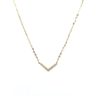 Yellow Gold V-Shaped Diamond Necklace
