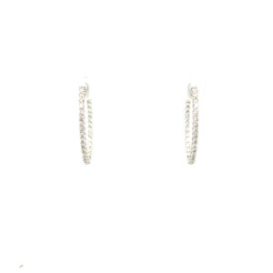 White Gold Diamond In and Out Oval Hoop Earrings