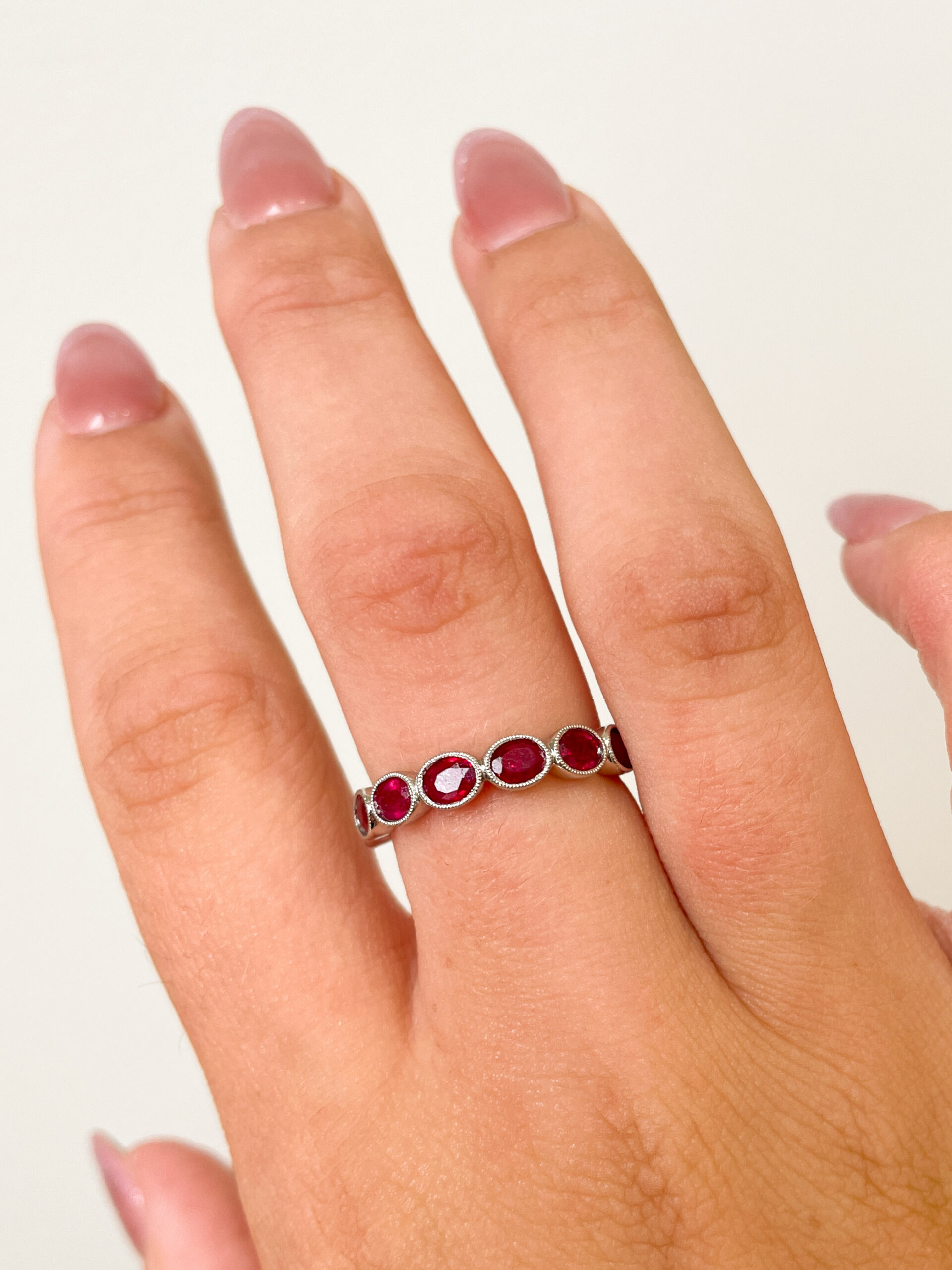 White Gold Bezel-Set Ruby Band